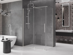 Mexen Velar 140 x 70 cm-es tolóajtós zuhanykabin, átlátszó, polírozott nikkel - 871-140-070-01-97