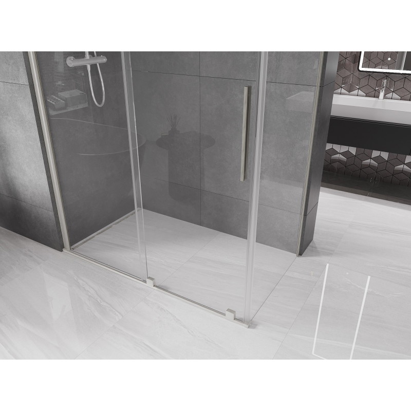 Mexen Velar 140 x 70 cm-es tolóajtós zuhanykabin, átlátszó, polírozott nikkel - 871-140-070-01-97