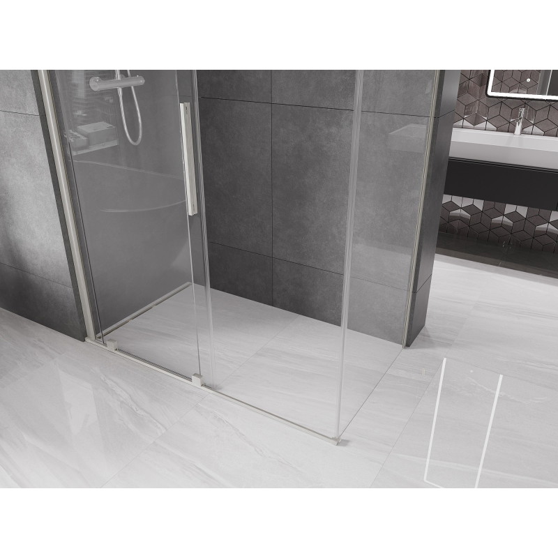 Mexen Velar 140 x 70 cm-es tolóajtós zuhanykabin, átlátszó, polírozott nikkel - 871-140-070-01-97