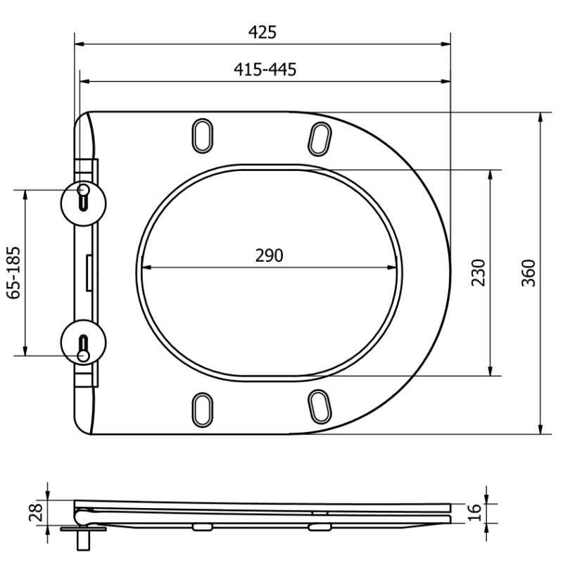 Mexen capac de toaletă cu cădere lentă slim, duroplast, negru mat - 39224085