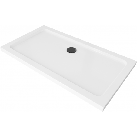 Mexen Flat téglalap alakú slim zuhanytálca 140 x 70 cm, fehér, fekete szifonnal - 40107014B