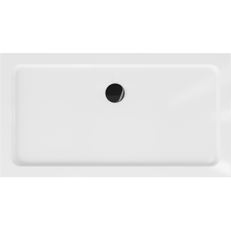 Mexen Flat cadă de duș dreptunghiulară slim 140 x 70 cm, alb, sifon negru - 40107014B