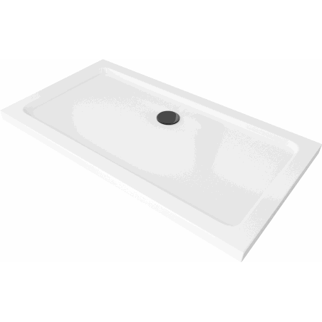 Mexen Flat cadă pentru duș dreptunghiulară slim 130 x 70 cm, Albă, sifon Neagră - 40107013B