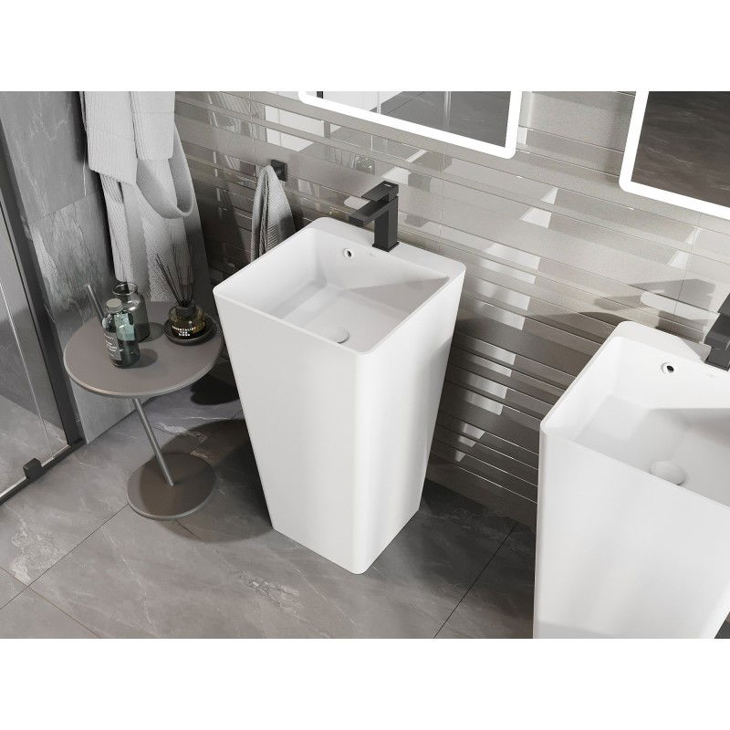 Mexen Neva chiuvetă de sine stătătoare din conglomerat 45 x 45 cm, alb mat - 26614500