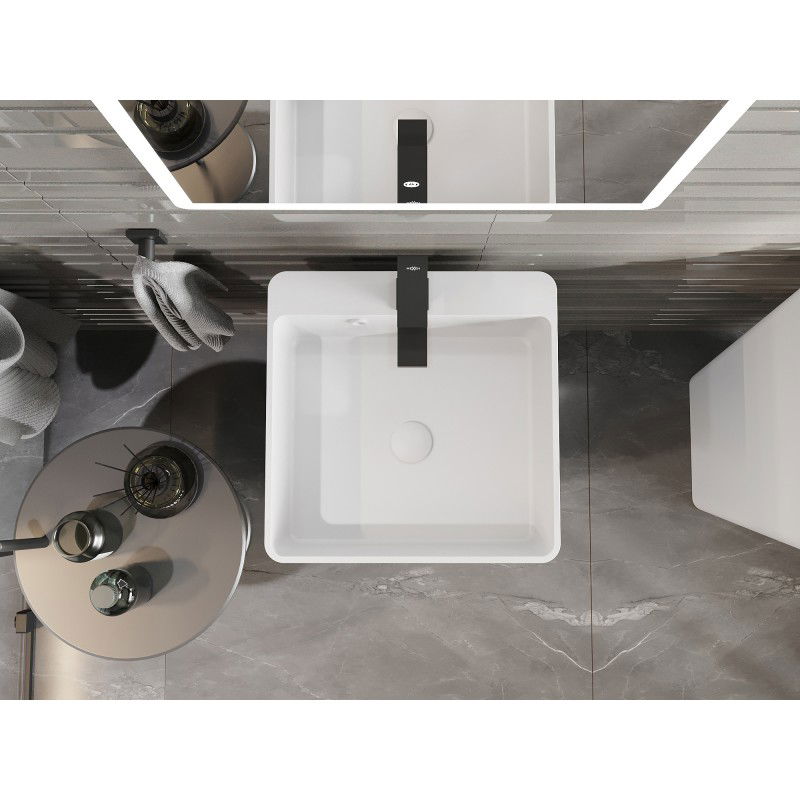 Mexen Neva szabadon álló mosdókagyló konglomerátumból 45 x 45 cm, fehér matt - 26614500