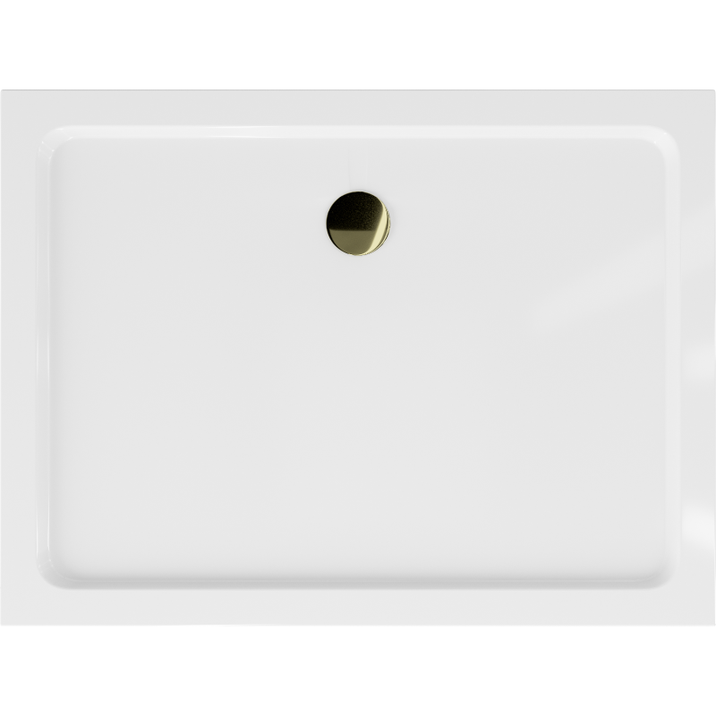 Mexen Flat téglalap alakú slim zuhanytálca 140 x 80 cm, fehér, arany szifon - 40108014G