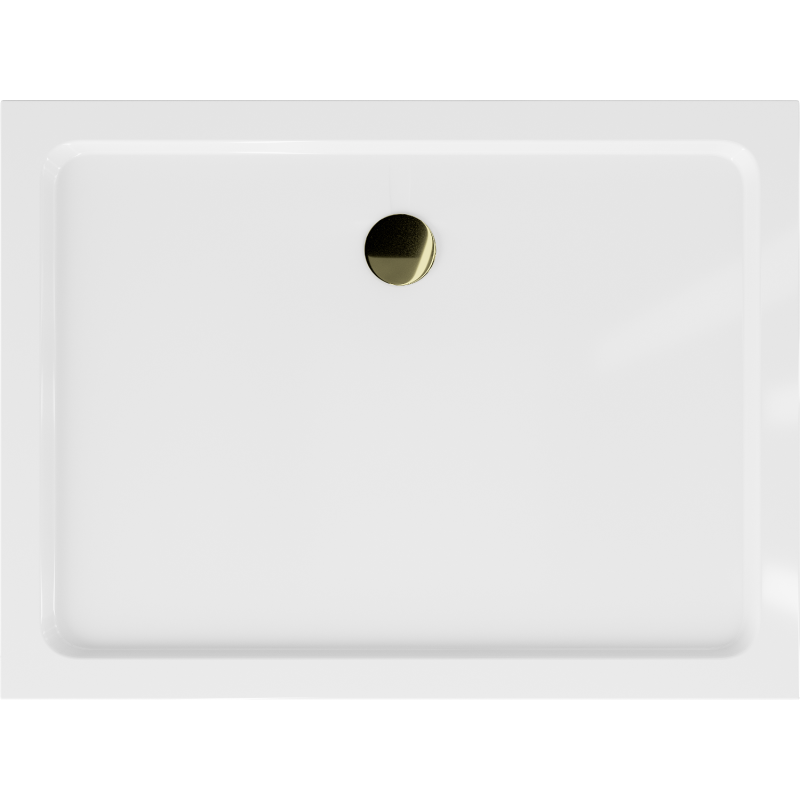 Mexen Flat téglalap alakú slim zuhanytálca 110 x 80 cm, fehér, arany szifon - 40108011G