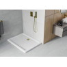Mexen Flat slim téglalap alakú zuhanytálca 100 x 80 cm, fehér, arany szifonnal - 40108010G