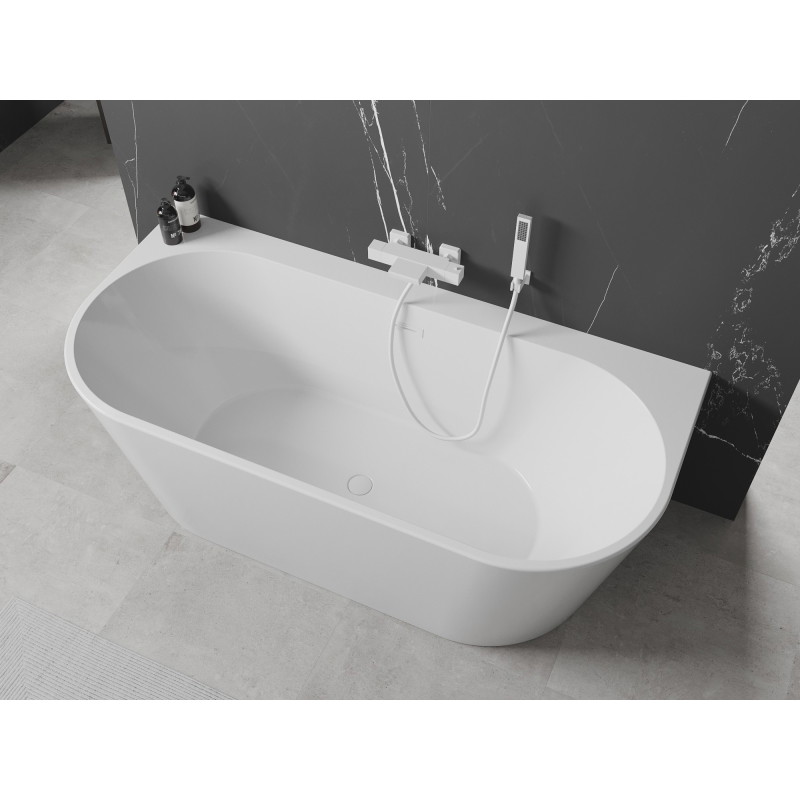 Mexen Oval+ cadă de baie independentă, lipită de perete, 170 x 80 cm, albă, preaplin alb - 52681708000-20