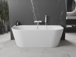 Mexen Oval+ cadă freestanding montată pe perete 170 x 80 cm, albă, preaplin alb - 52681708000-20