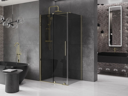 Mexen Velar cabină de duș glisantă 140 x 90 cm, grafit, aurie - 871-140-090-41-50