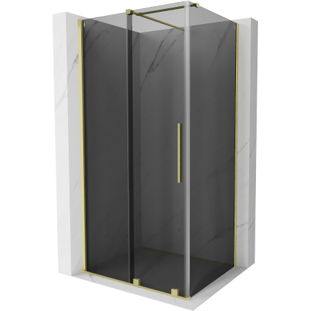 Mexen Velar cabină de duș glisantă 90 x 110 cm, grafit, aur periat - 871-090-110-41-55