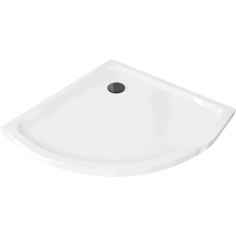 Mexen Flat félkör alakú extra lapos zuhanytálca 90 x 90 cm, fehér, fekete szifon - 41109090B