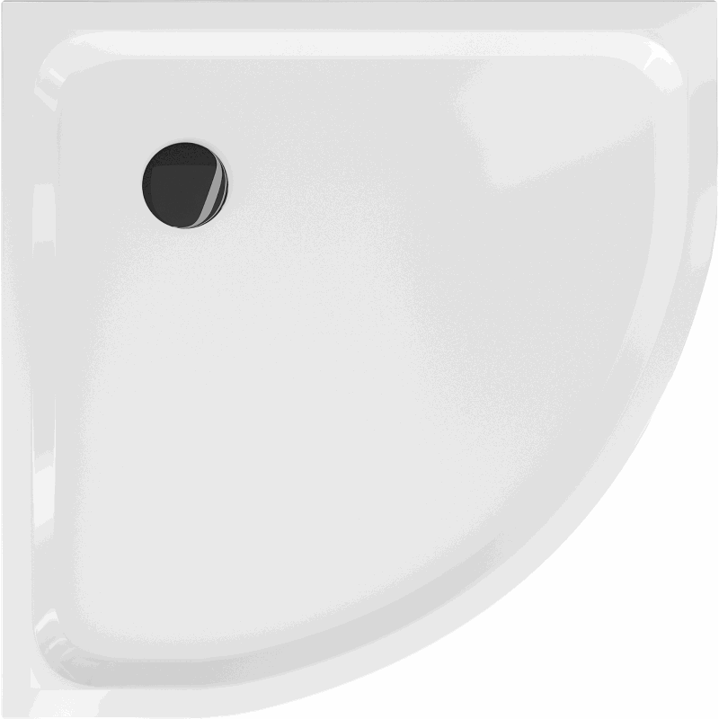 Mexen Flat brodzik semicircular slim 90 x 90 cm, alb, sifon negru - 41109090B