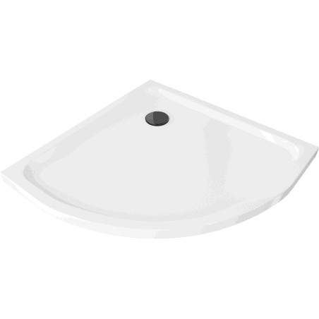 Mexen Flat félköríves slim zuhanytálca 70 x 70 cm, fehér, fekete szifon - 41107070B