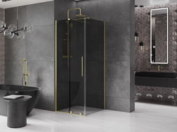 Mexen Velar cabină de duș glisantă 100 x 100 cm, grafit, auriu periat - 871-100-100-41-55