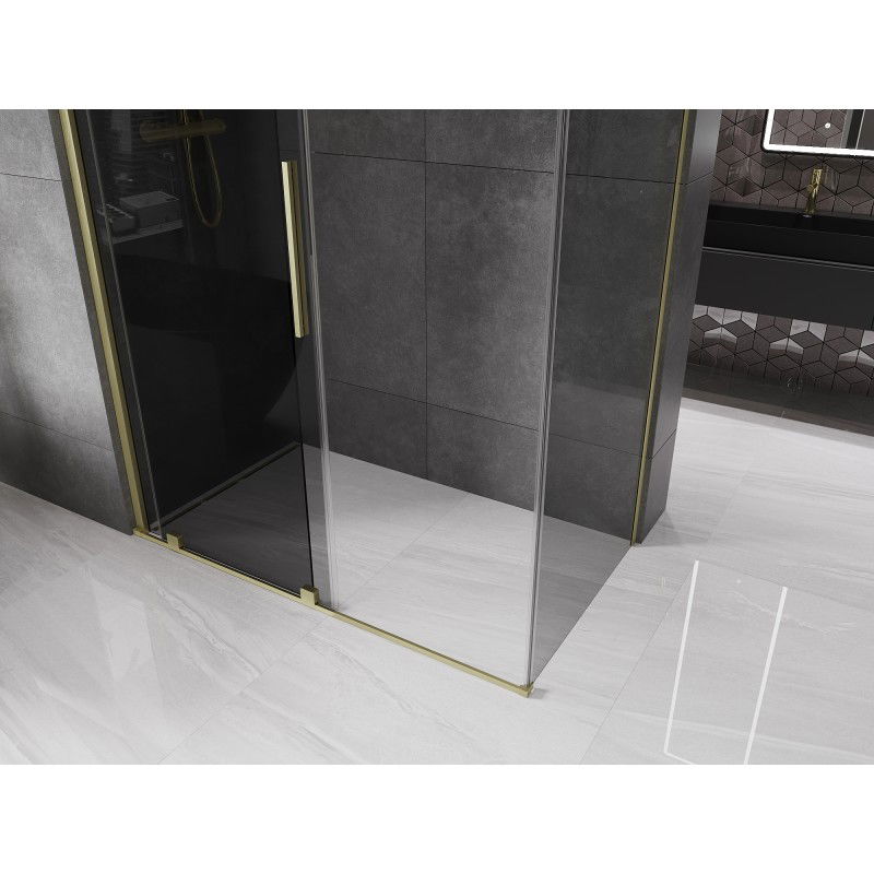 Mexen Velar cabina de duș glisantă 140 x 80 cm, grafit, aurie periată - 871-140-080-41-55
