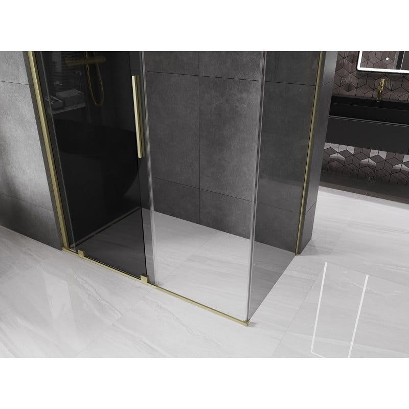 Mexen Velar cabina de duș glisantă 160 x 75 cm, grafit, aurie periată - 871-160-075-41-55