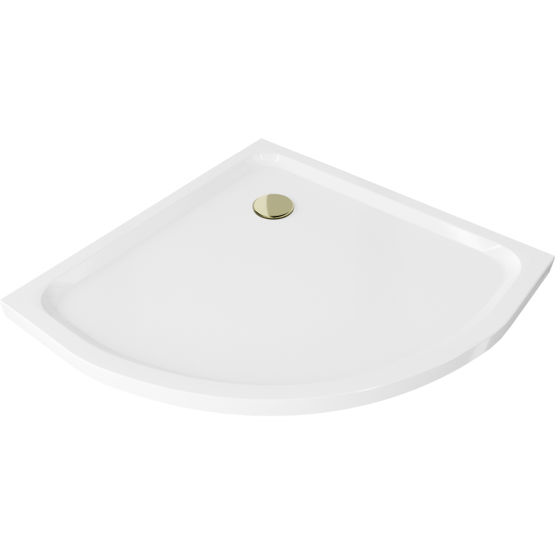 Mexen Flat brodzik semirotund slim 90 x 90 cm, alb, sifon auriu - 41109090G