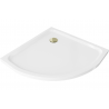 Mexen Flat félkör alakú slim zuhanytálca 90 x 90 cm, fehér, arany szifon - 41109090G