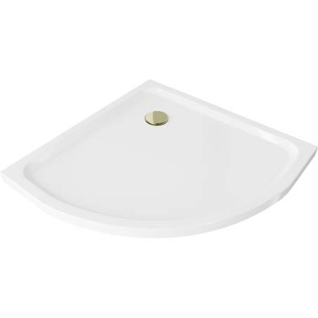Mexen Flat bază de duș semirotundă slim 80 x 80 cm, albă, sifon auriu - 41108080G