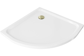 Mexen Flat bază de duș semirotundă slim 80 x 80 cm, albă, sifon auriu - 41108080G