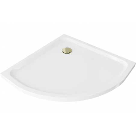 Mexen Flat cabina de duș semiîngustă 70 x 70 cm, albă, sifon auriu - 41107070G