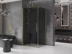 Mexen Velar cabină de duș glisantă 140 x 90 cm, grafit, auriu periat - 871-140-090-41-55