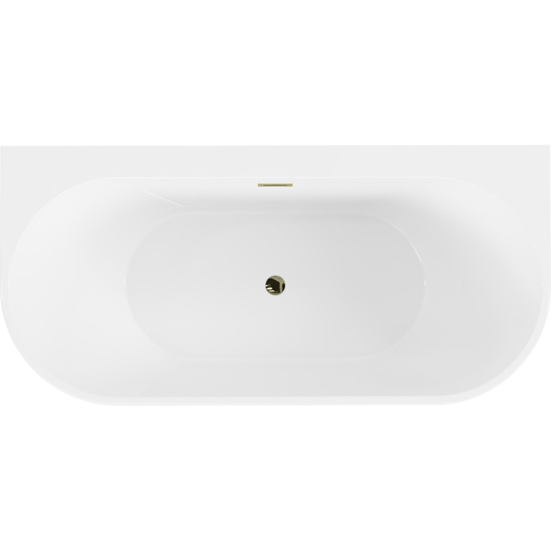 Mexen Oval+ szabadon álló-fali kád 170 x 80 cm, fehér, arany túlfolyó - 52681708000-50