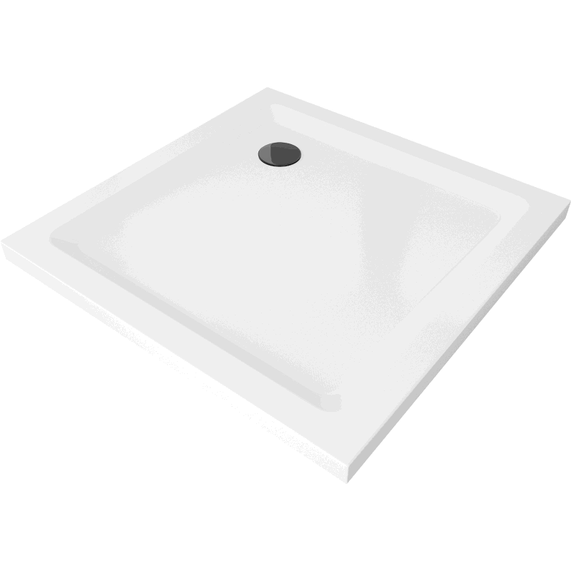 Mexen Flat cadă pentru duș pătrată slim 100 x 100 cm, Albă, sifon Neagră - 40101010B