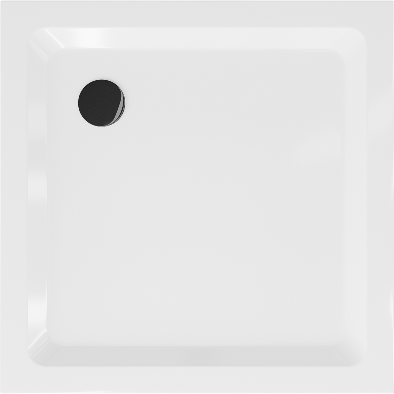 Mexen Flat 100 x 100 cm-es, fehér, fekete szifonnal rendelkező slim négyzet alakú zuhanytálca - 40101010B