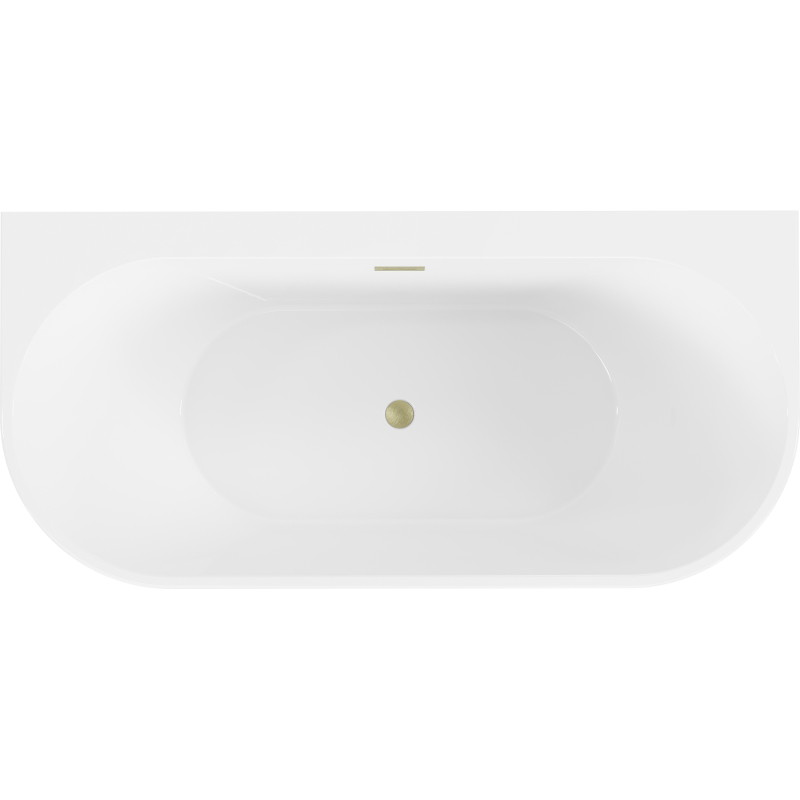 Mexen Oval+ szabadon álló, falhoz állítható kád 170 x 80 cm, fehér, arany szálcsiszolt túlfolyóval - 52681708000-55