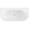 Mexen Oval+ szabadon álló, falhoz állítható kád 170 x 80 cm, fehér, arany szálcsiszolt túlfolyóval - 52681708000-55