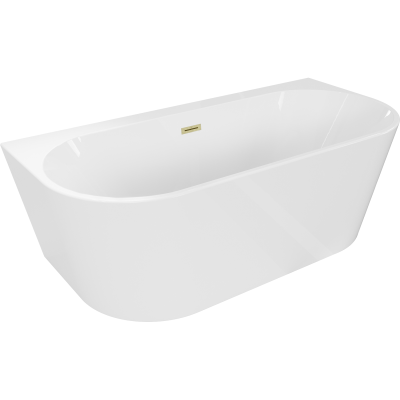 Mexen Oval+ cadă de sine stătătoare opusă peretelui 170 x 80 cm, albă, refulare aurie șlefuită - 52681708000-55
