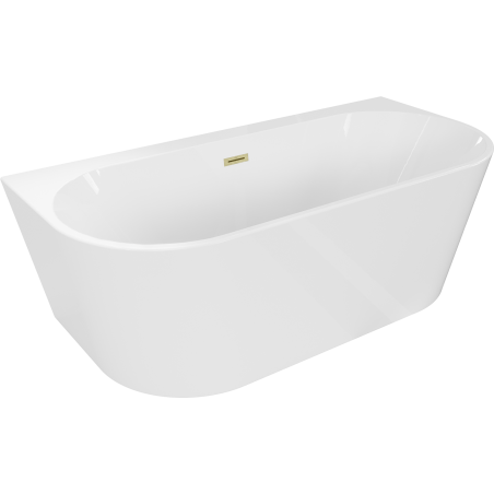 Mexen Oval+ cadă de baie independentă lângă perete 170 x 80 cm, albă, preaplin auriu periat - 52681708000-55