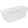 Mexen Oval+ cadă de sine stătătoare opusă peretelui 170 x 80 cm, albă, refulare aurie șlefuită - 52681708000-55