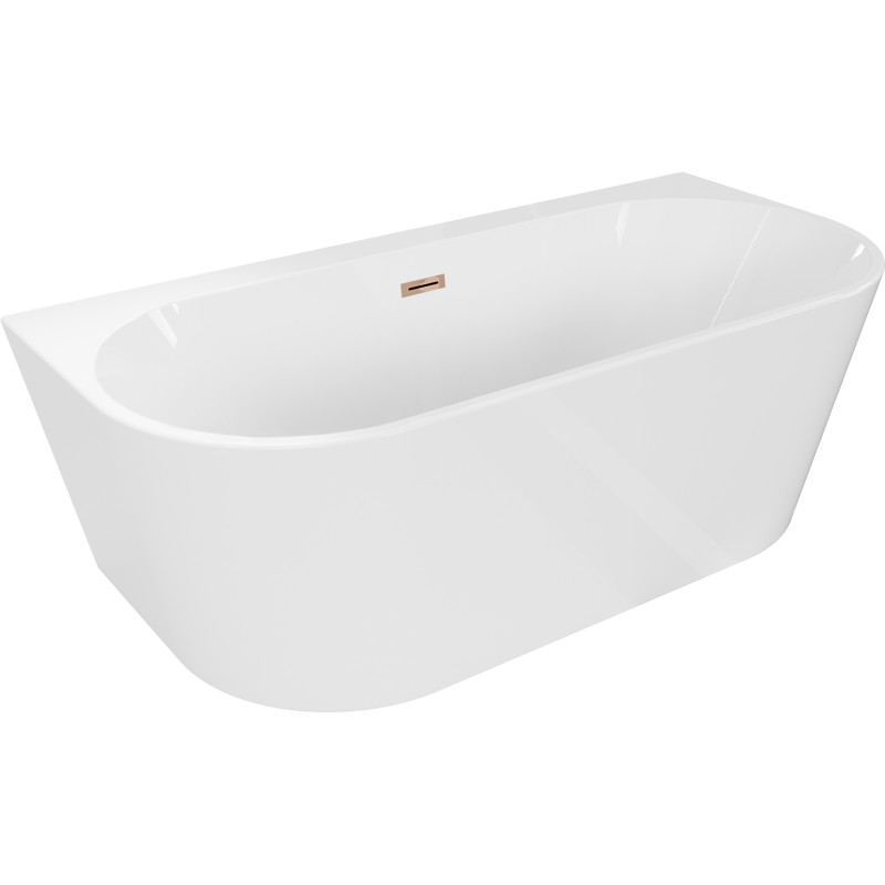 Mexen Oval+ cadă de sine stătătoare perete 170 x 80 cm, albă, preaplin aur roz - 52681708000-60