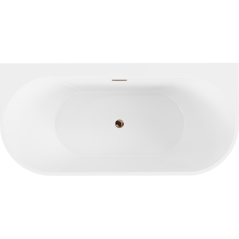 Mexen Oval+ cadă de sine stătătoare perete 170 x 80 cm, albă, preaplin aur roz - 52681708000-60
