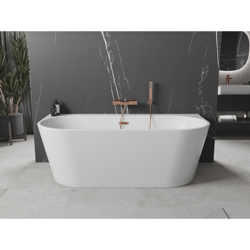 Mexen Oval+ cadă de sine stătătoare perete 170 x 80 cm, albă, preaplin aur roz - 52681708000-60