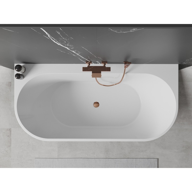Mexen Oval+ cadă de sine stătătoare perete 170 x 80 cm, albă, preaplin aur roz - 52681708000-60