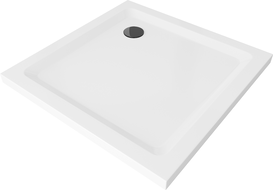 Mexen Flat négyszögletes slim zuhanytálca 70 x 70 cm, fehér, fekete szifonnal - 40107070B