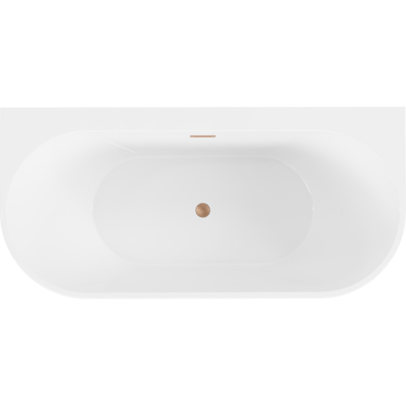 Mexen Oval+ cadă de baie independentă de perete 170 x 80 cm, albă, preaplin cupru periat - 52681708000-65