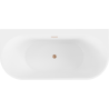 Mexen Oval+ cadă de baie independentă perete 170 x 80 cm, albă, preaplin cupru periat - 52681708000-65