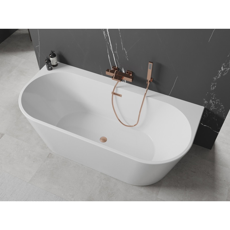 Mexen Oval+ szabadon álló, fal melletti kád 170 x 80 cm, fehér, réz kefeoltás - 52681708000-65