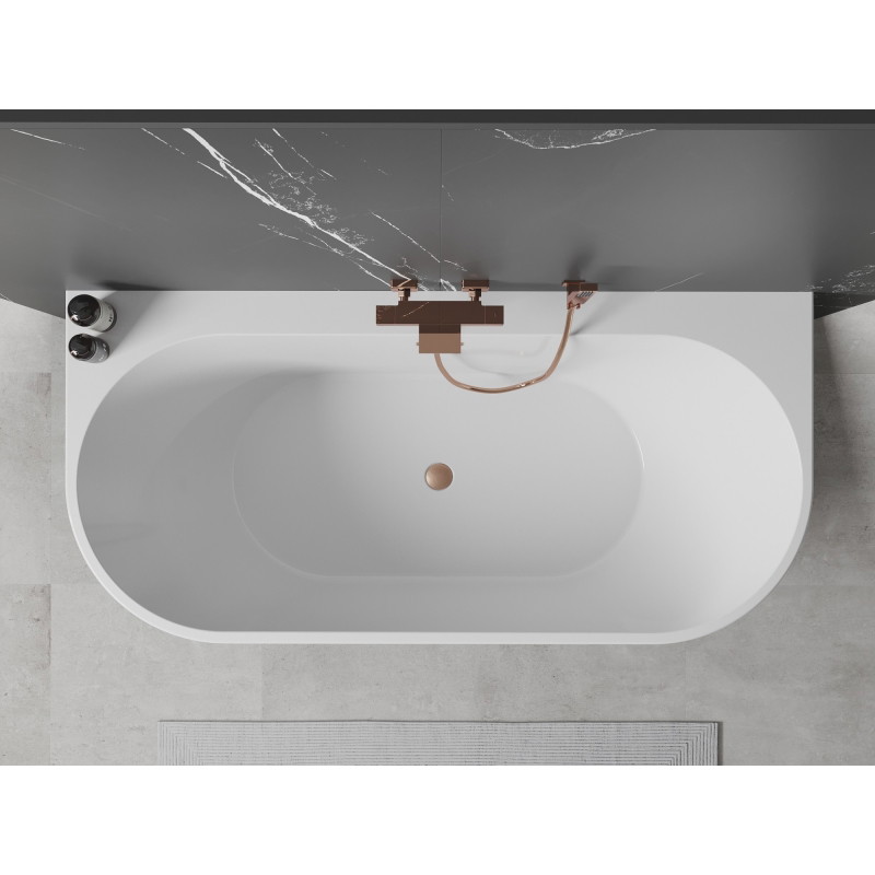 Mexen Oval+ szabadon álló, fal melletti kád 170 x 80 cm, fehér, réz kefeoltás - 52681708000-65