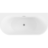 Mexen Oval+ cadă de baie freestanding lipită de perete 170 x 80 cm, albă, cu preaplin gun gray periat - 52681708000-66