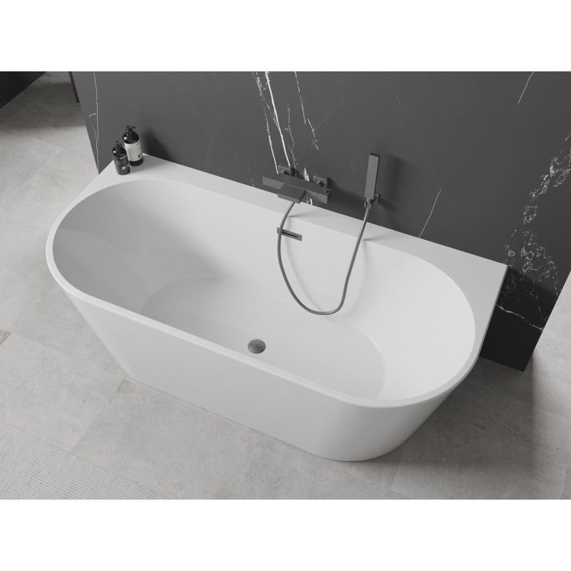 Mexen Oval+ Szabadon álló fali kád 170 x 80 cm, fehér, gun gray kefe átfedéssel - 52681708000-66