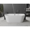 Mexen Oval+ cadă de baie freestanding lipită de perete 170 x 80 cm, albă, cu preaplin gun gray periat - 52681708000-66