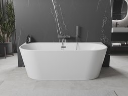 Mexen Oval+ szabadon álló fal melletti kád 170 x 80 cm, fehér, átfolyós gun gray kefélt - 52681708000-66