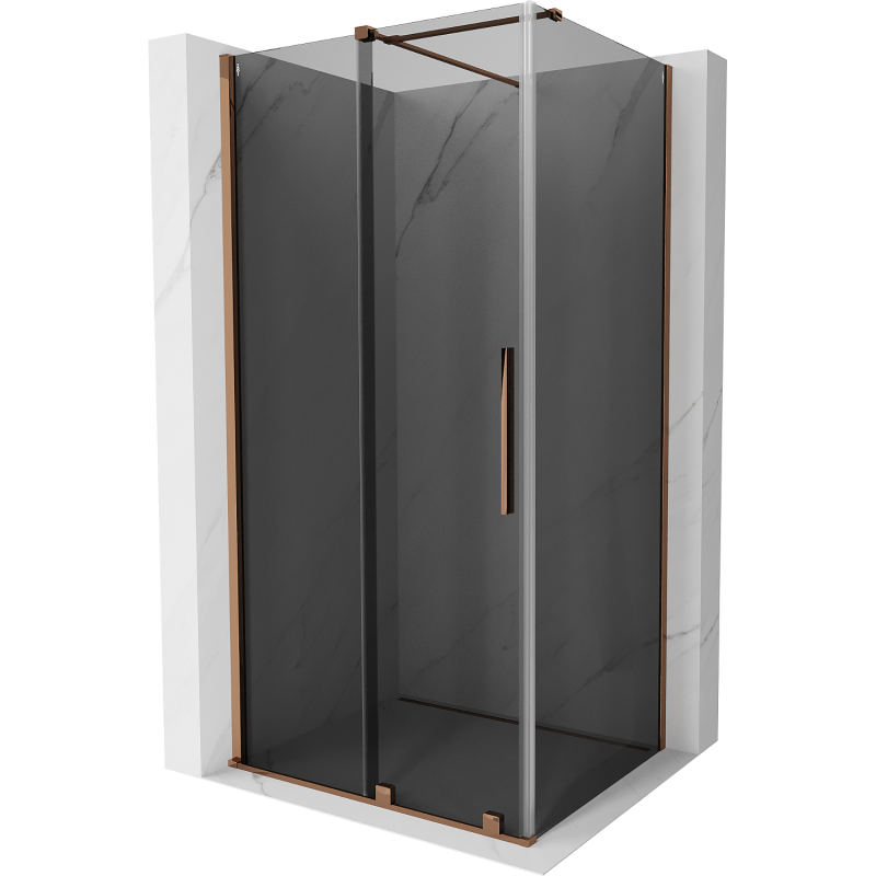 Mexen Velar cabină de duș culisantă 120 x 80 cm, grafit, aur roz - 871-120-080-41-60